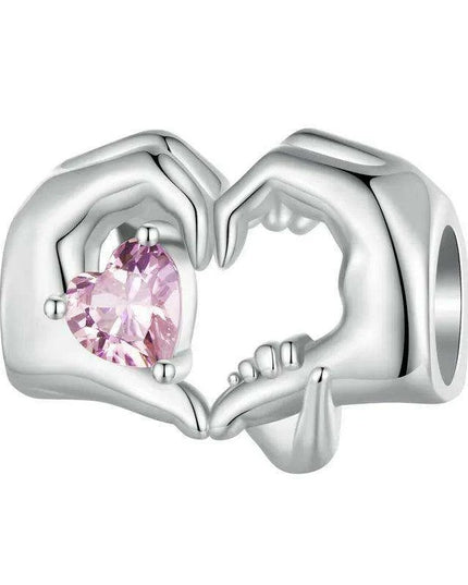 Eternal Bond: 925 Sterling Silver Baby Footprint Heart Charm Pendant