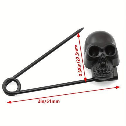 ZX Jewellery Black Matte Skull Brooch - Versatile Gothic Decoration