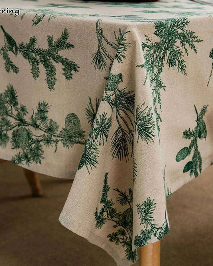 Chic Pine Green Festive Table Cover - Sophisticated Dining Essential