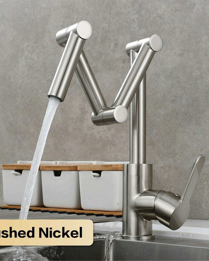 Versatile Brass Kitchen Faucet with Space-Saving Foldable Design