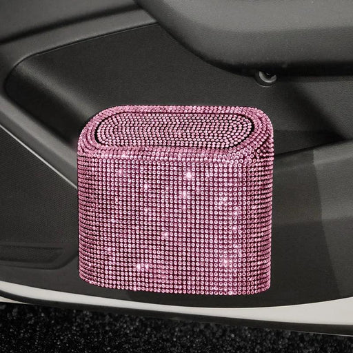 Rhinestone Adorned Car Trash Bin - Luxe Auto Garbage Container