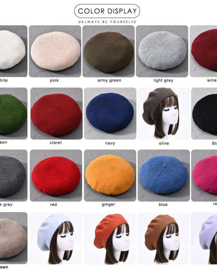 Elegant Cashmere Blend Beret - Trendy Winter Hat for Fashion-Forward Women