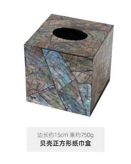 Elegant Handcrafted Mother of Pearl Tissue Box - Unique Artisan Decor for a Chic Home Upgrade