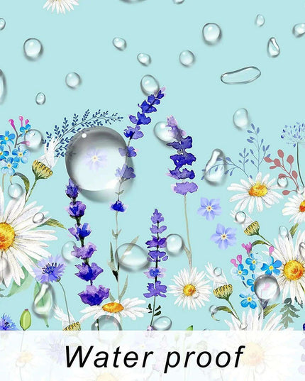 Spring Blue Daisy Butterfly Design Waterproof Rectangle Tablecloth for Holiday Party and Kitchen Decor