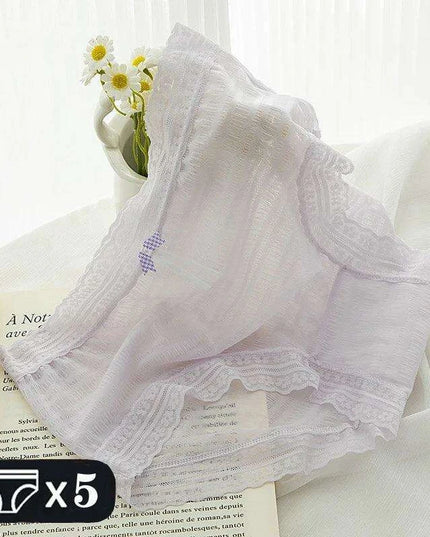 Set of 5 Women's Chic Lace Thong Briefs for Summer Elegance