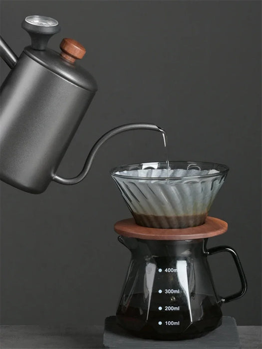 Artisanal Wooden Handle Coffee Brewing Set: Deluxe Gift Box Bundle