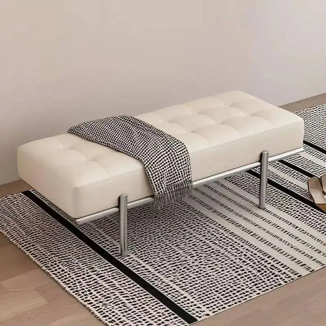 Shop1105597370 Stainless Steel Upholstered Leather Shoe Changing Bench
