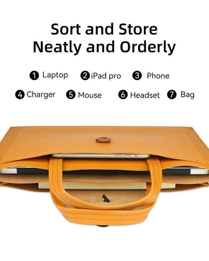 Stylish Faux Leather Laptop Tote with Innovative Features for MacBook Air and Tech Essentials