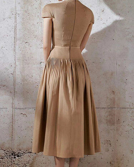 V-neck Bowknot High-Waisted Pleated A-line Evening Dress for Women