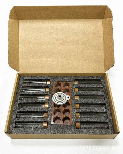 Stylish Walnut Base Coffee Bean Display Organizer with Elegant Glass Tubes