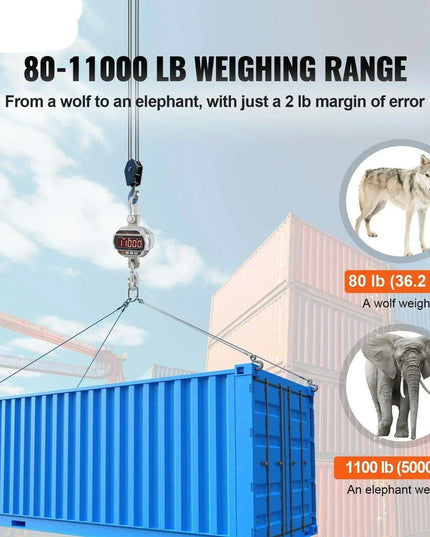 Professional Heavy-Duty Digital Crane Scale with Remote Control and High-Visibility LED Display - Weighing Capacity up to 11,000 lb