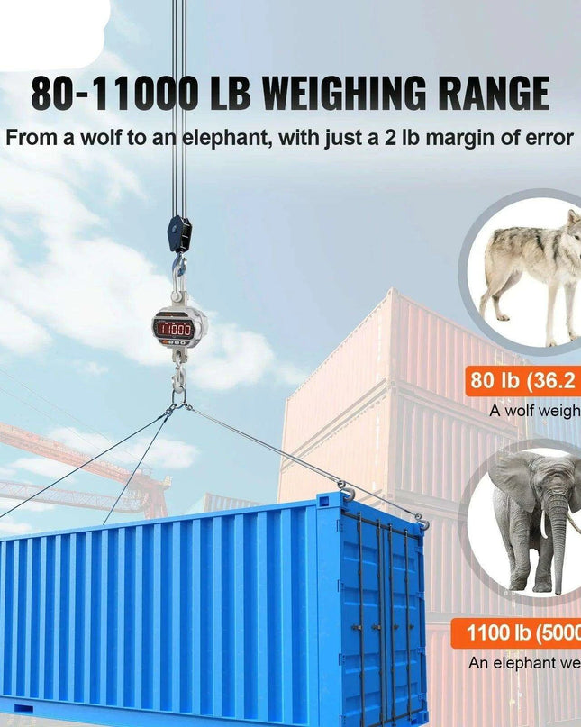 Professional Heavy-Duty Digital Crane Scale with Remote Control and High-Visibility LED Display - Weighing Capacity up to 11,000 lb