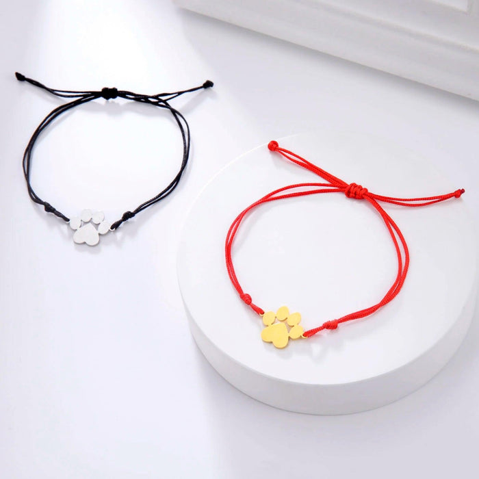Paw Print Love Bracelet - Handcrafted Red Thread Jewelry for Pet Enthusiasts and Couples