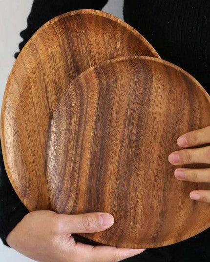 Rustic Irregular Oval Wooden Serving Platters for Sushi, Fruits, and Bread - Distinctive Decorative Dinner Plates for Home