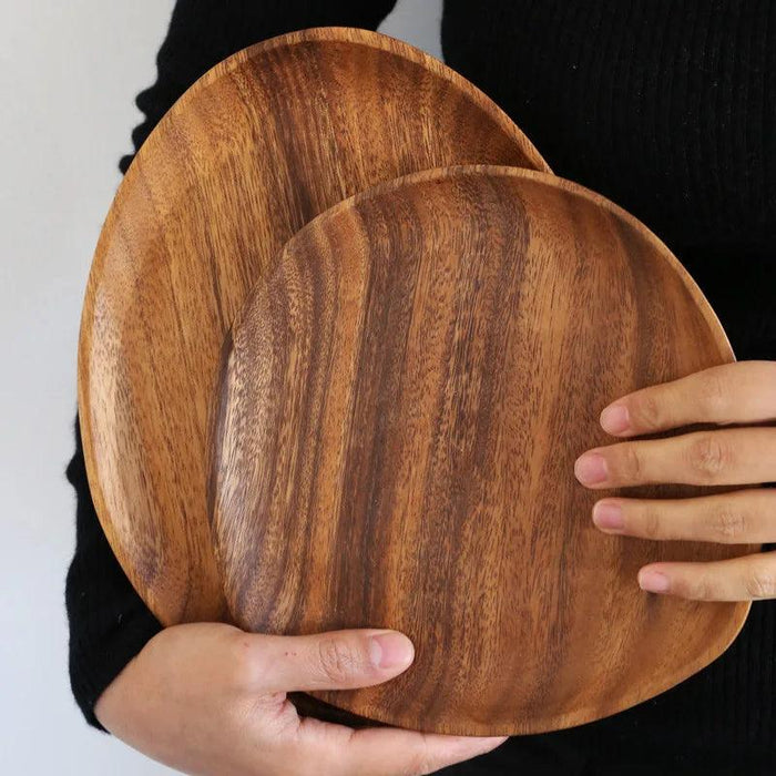 Rustic Irregular Oval Wooden Serving Platters for Sushi, Fruits, and Bread - Distinctive Decorative Dinner Plates for Home