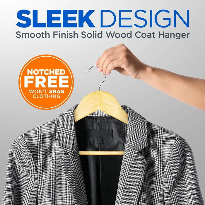 Premium Set of 30 Sleek Wooden Suit Hangers