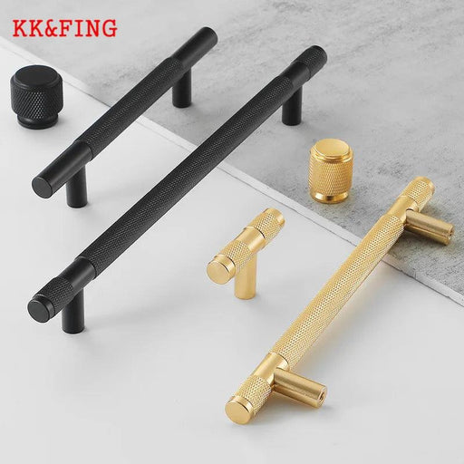 Sleek Black Gold Aluminum Cabinet Handles Set