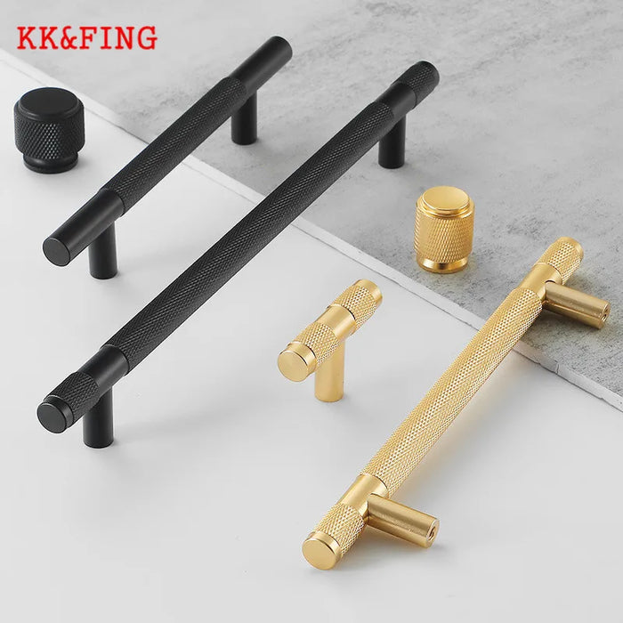 Elegant Black Gold Aluminium Alloy Cabinet Handles and Knobs Kit