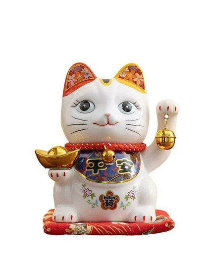 Charming 5-Inch Maneki Neko Ceramic Bank - A Playful Touch of Good Fortune for Your Home