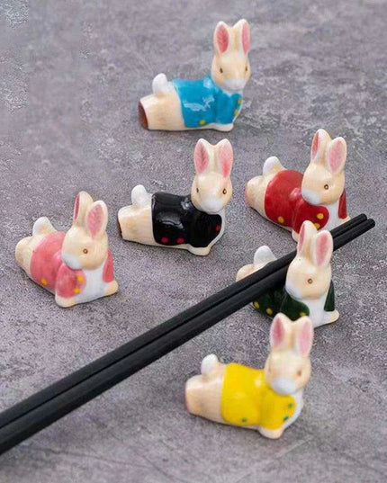 Adorable Japanese Ceramic Rabbit Chopstick Rest for Dining and Home Decor