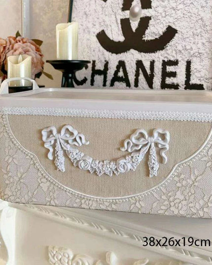 Elegant Leather Tissue Organizer with Stylish Bow - Chic Storage Solution for Home and Office