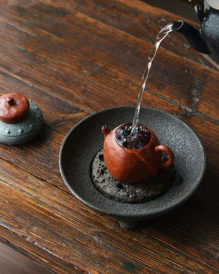 Elegant Nature Stone Tea Tray Set with Teapot Trivet and Water Reservoir for Home Aesthetics