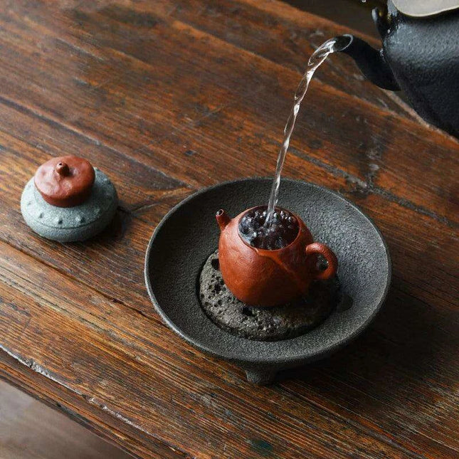 Elegant Nature Stone Tea Tray Set with Teapot Trivet and Water Reservoir for Home Aesthetics