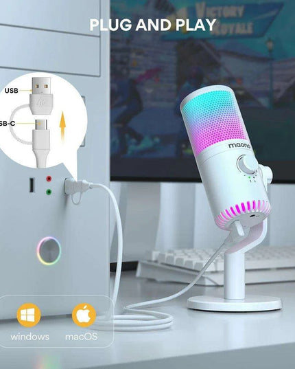 Dynamic RGB Gaming Microphone with Adjustable Sound Control for Enhanced Audio Experience