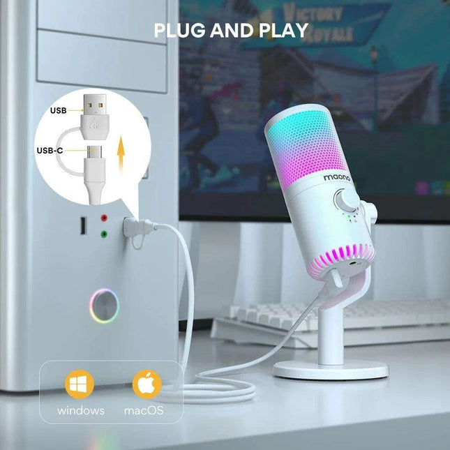 Dynamic RGB Gaming Microphone with Adjustable Sound Control for Enhanced Audio Experience