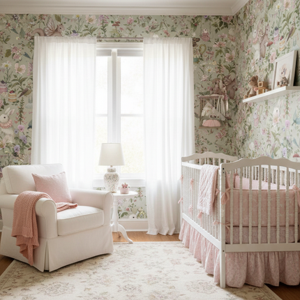 3D Pink Swan Wallpaper Mural — Kids Room, 10 Patterns, 7 Materials
