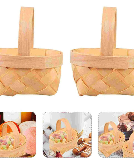 Set of 20 Delightful Miniature Woven Wooden Baskets for Celebratory Occasions