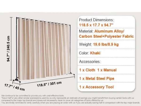 Versatile Indoor Privacy Screen: Premium 2-Panel Room Divider with Waterproof Fabric