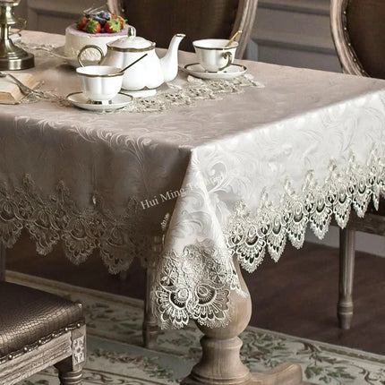 European Luxury Embroidered Tablecloth Dining Cover Polyester