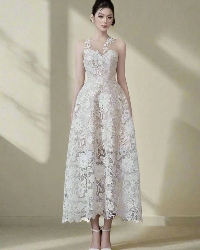 Summer Elegant Floral Lace Evening Dress - A Timeless Statement of Style