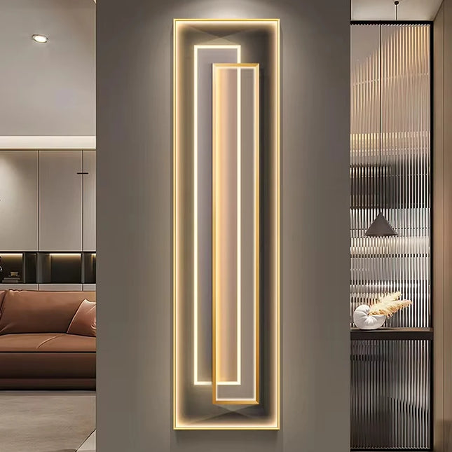 Vertical LED Hanging Art Light with Decorative Frame