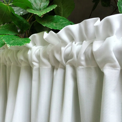 White Tulle Short Curtains with Double Cap Header
