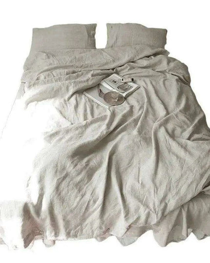 Luxurious French Linen Bedding Set - Enzyme Washed Four-Piece Collection