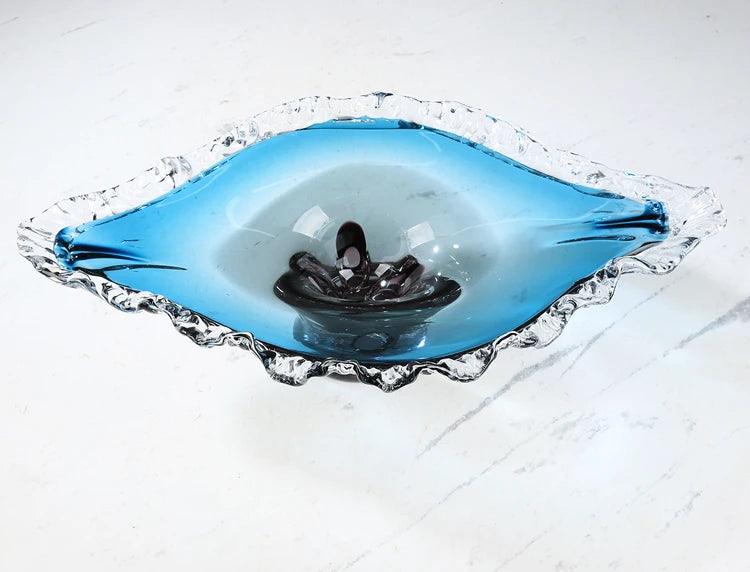 Elegant Cerulean Glazed Fruit Bowl