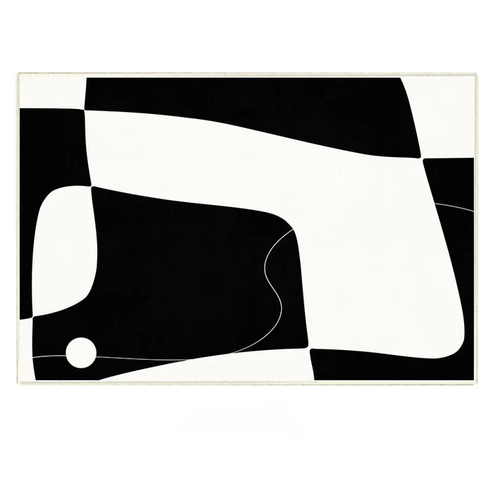 Luxurious Black and White Abstract Art Carpet with Enhanced Stability Features