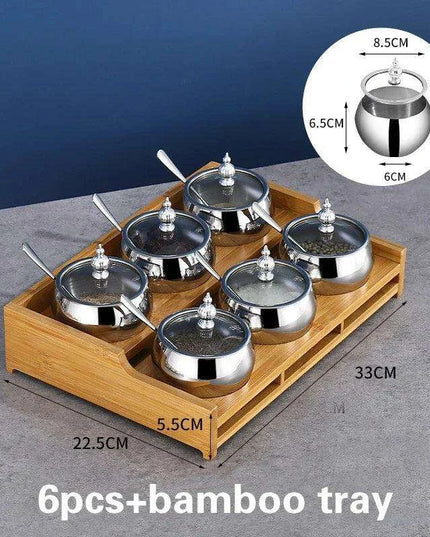 Stainless Steel Spice Storage and Oil Sprayer Set - Essential Organizer for Culinary Lovers