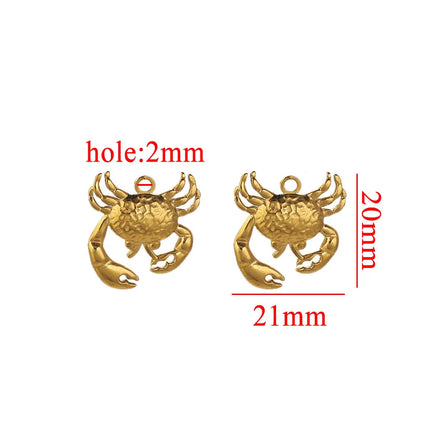 5PCS Stainless Steel Lobster Charms Mermaid Crab Connectors Gold-Plate