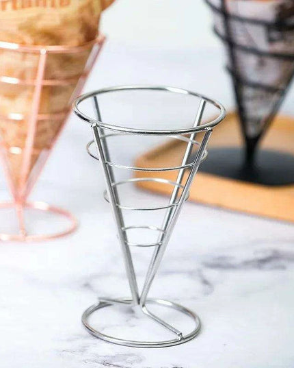 Stainless Steel Snack and Fry Holder with Sauce Cup - Your Ultimate Snacking Companion