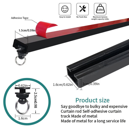 Self-Adhesive Curtain Track Kit — No-Drill Ceiling & Wall Rod | Très Élite