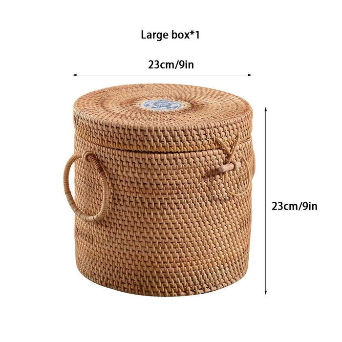 Handwoven Rattan Tea Storage Box with Versatile Usage