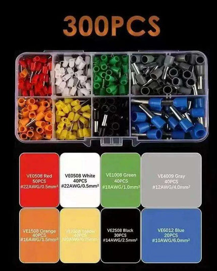 300-Piece Premium Copper Ferrule Connector Kit with Crimping Tool for Enhanced Electrical Connectivity