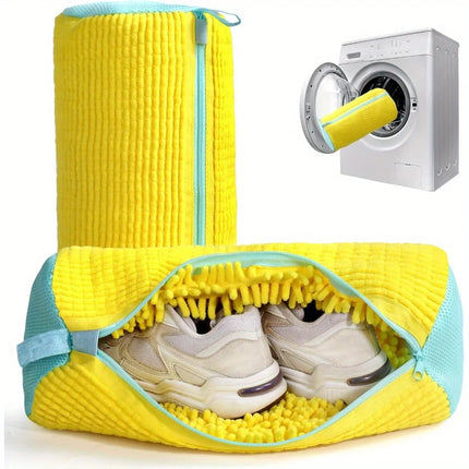 Shoe Washing Bag for Machine Wash — Chenille-Lined, Zip-Close