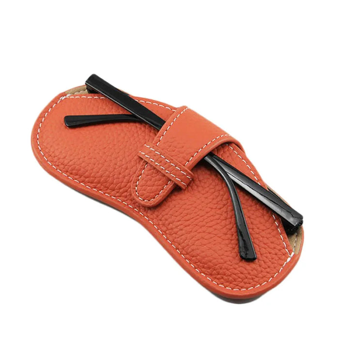 Genuine Leather Portable Glasses Case with Stylish Protective Cover