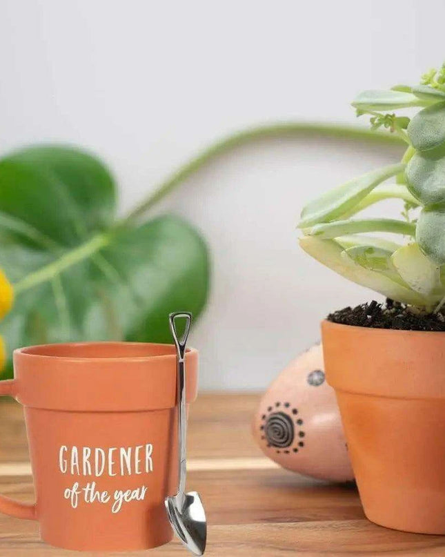 Garden Guardian Mug - Adorable Flower Pot Design with Shovel Spoon for Plant Lovers