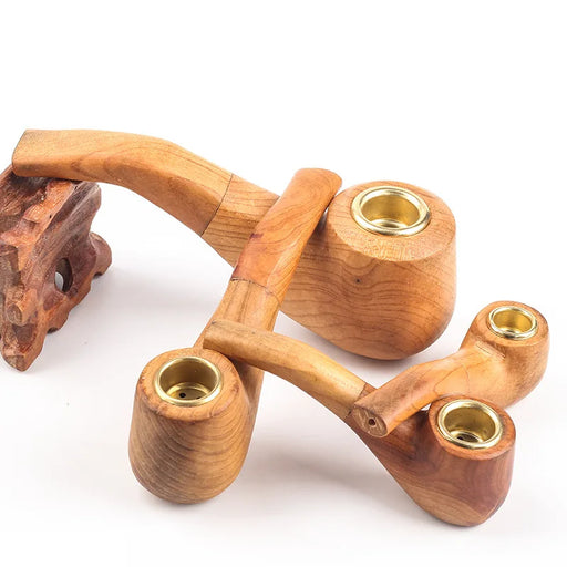 Handcrafted Wooden Tobacco Pipe with Alloy Herb Chamber