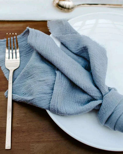 Chic Hand-Torn Organic Cotton Napkins in Slate Blue - Set of 12